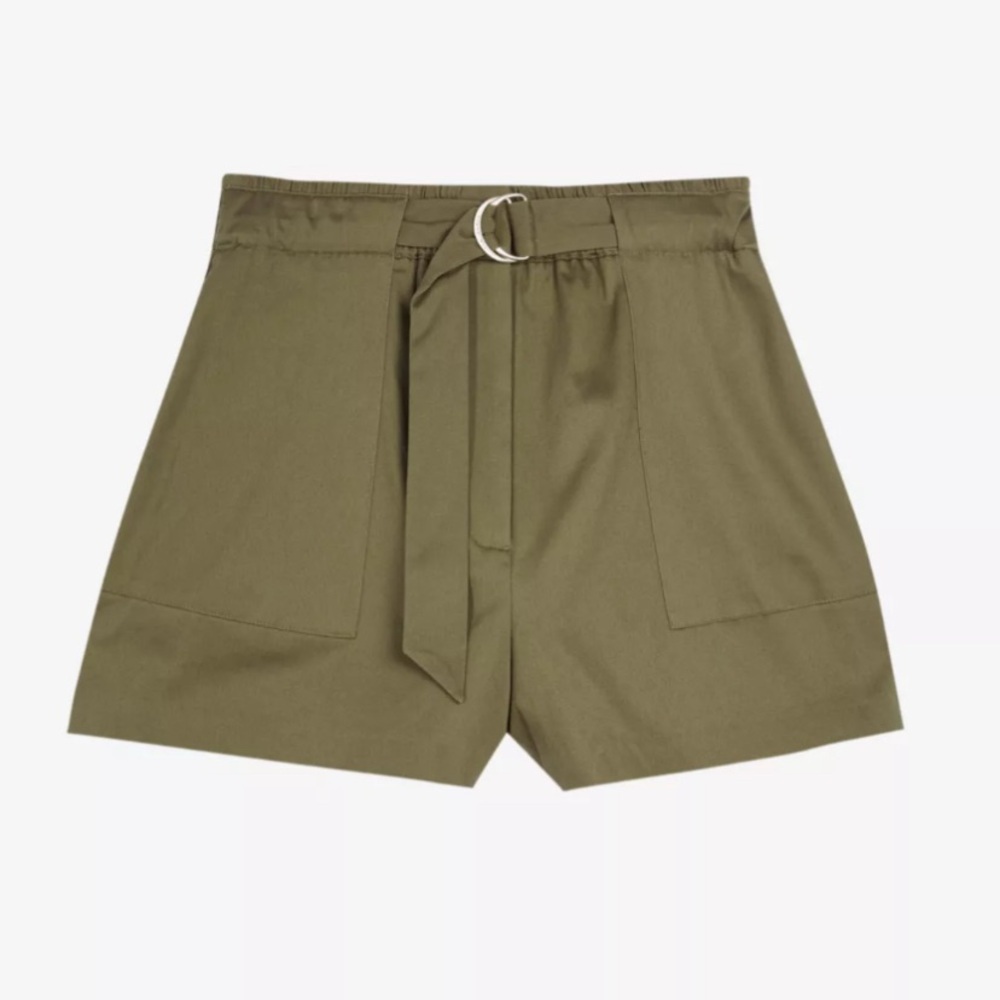 Ted Baker‎ Women’s Belted High Waist Shorts Khaki Green Cotton Blend Size XS-S